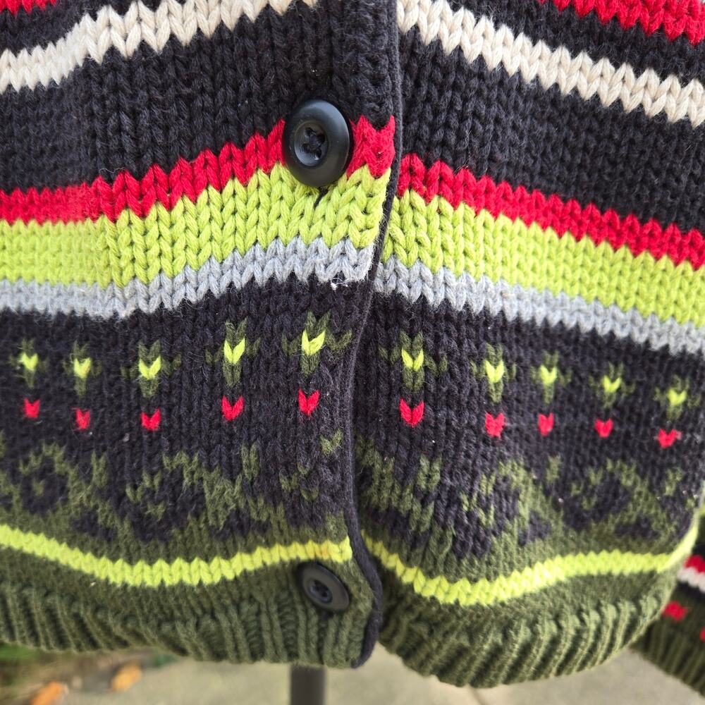 Field Gear Olive Green Multicolor Fair Isle Button Front Cardigan size Medium - Picture 8 of 13